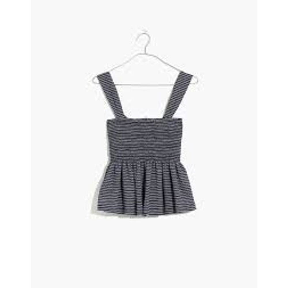 Madewell Texture & Thread Smocked Peplum Striped Tank